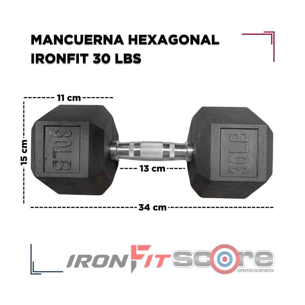 Par de Mancuernas Hexagonales IronFit 30 Lbs