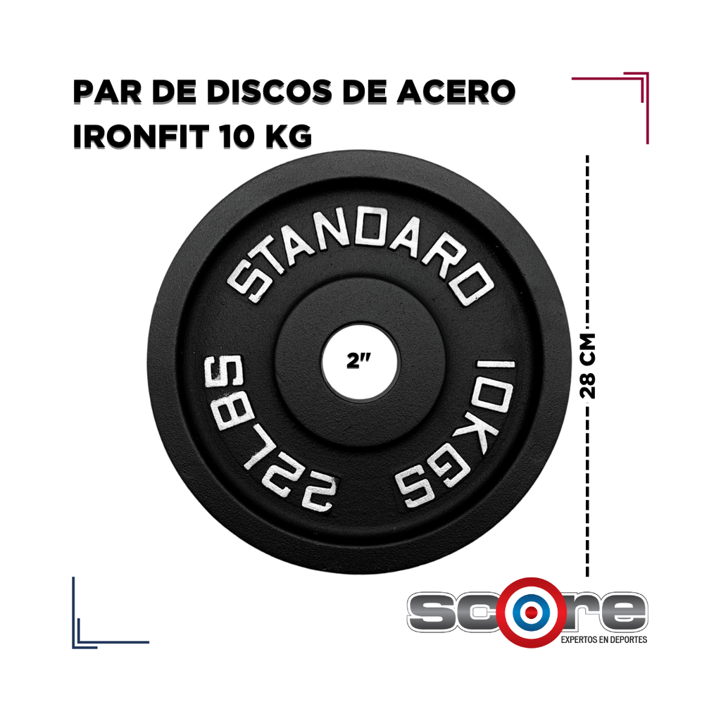 Par de Discos de Acero IronFit 10 kg