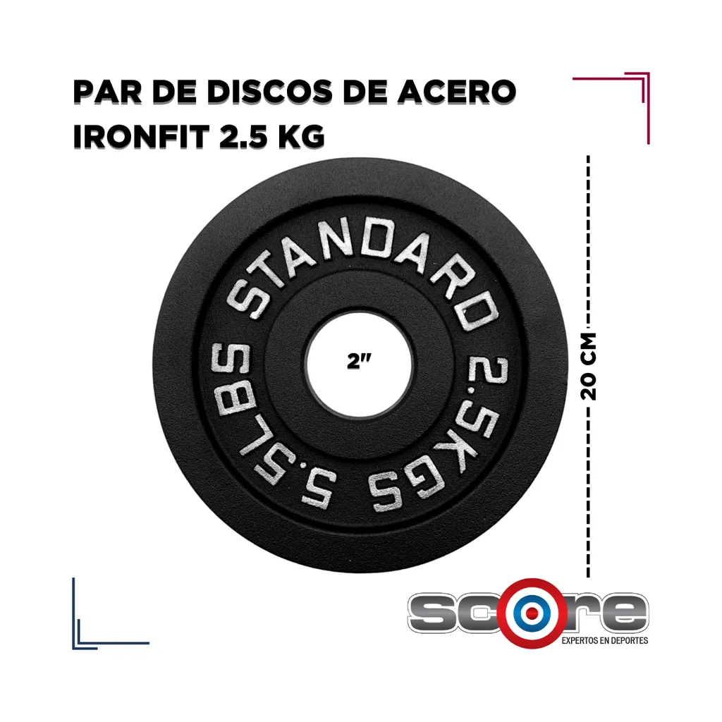 Par de Discos de Acero IronFit 2.5 kg