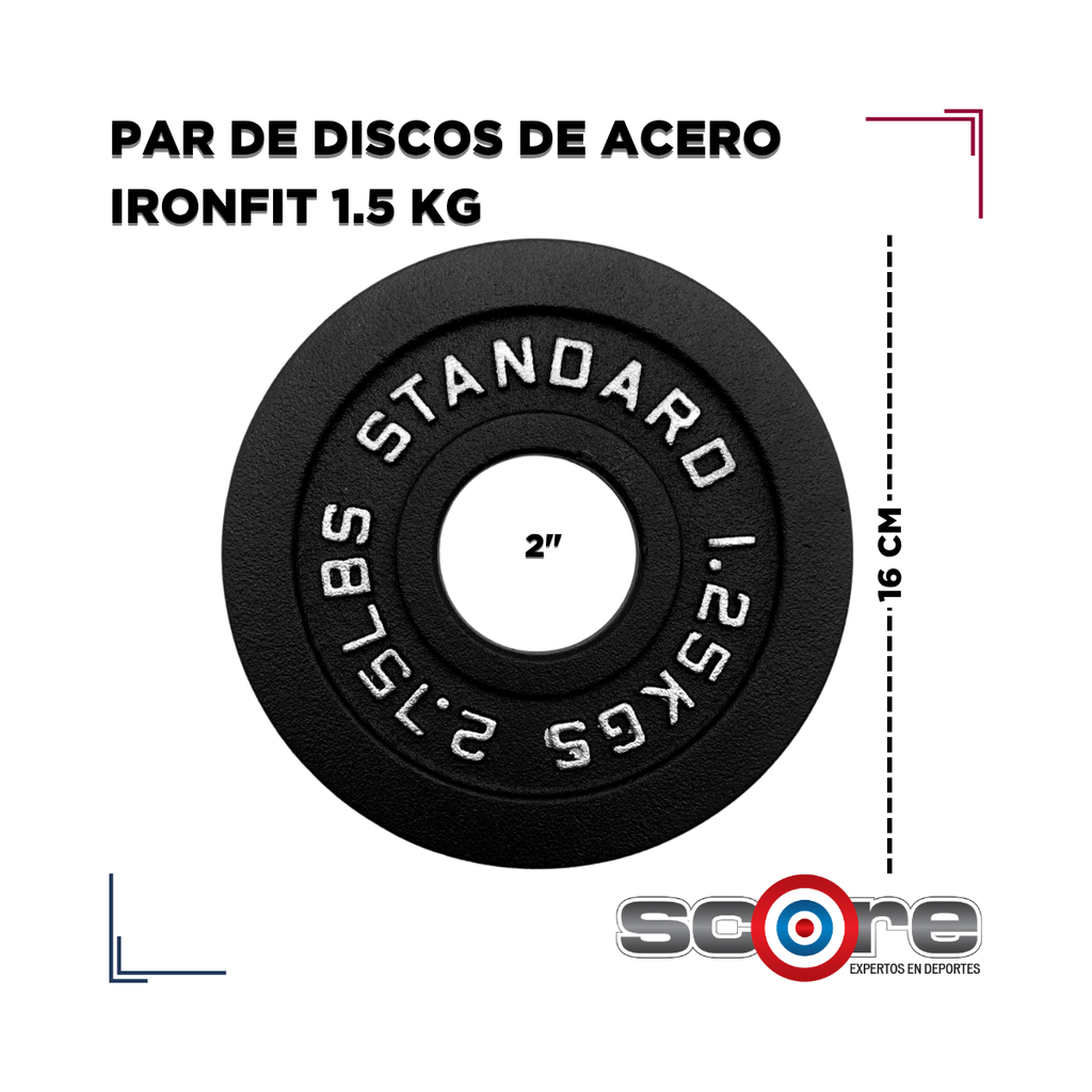 Par de Discos de Acero IronFit 1.5 kg