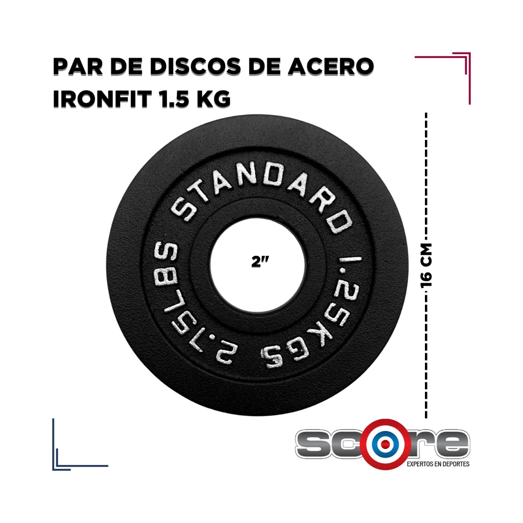 Par de Discos de Acero IronFit 1.5 kg