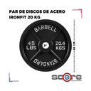 Par de Discos de Acero IronFit 20 kg