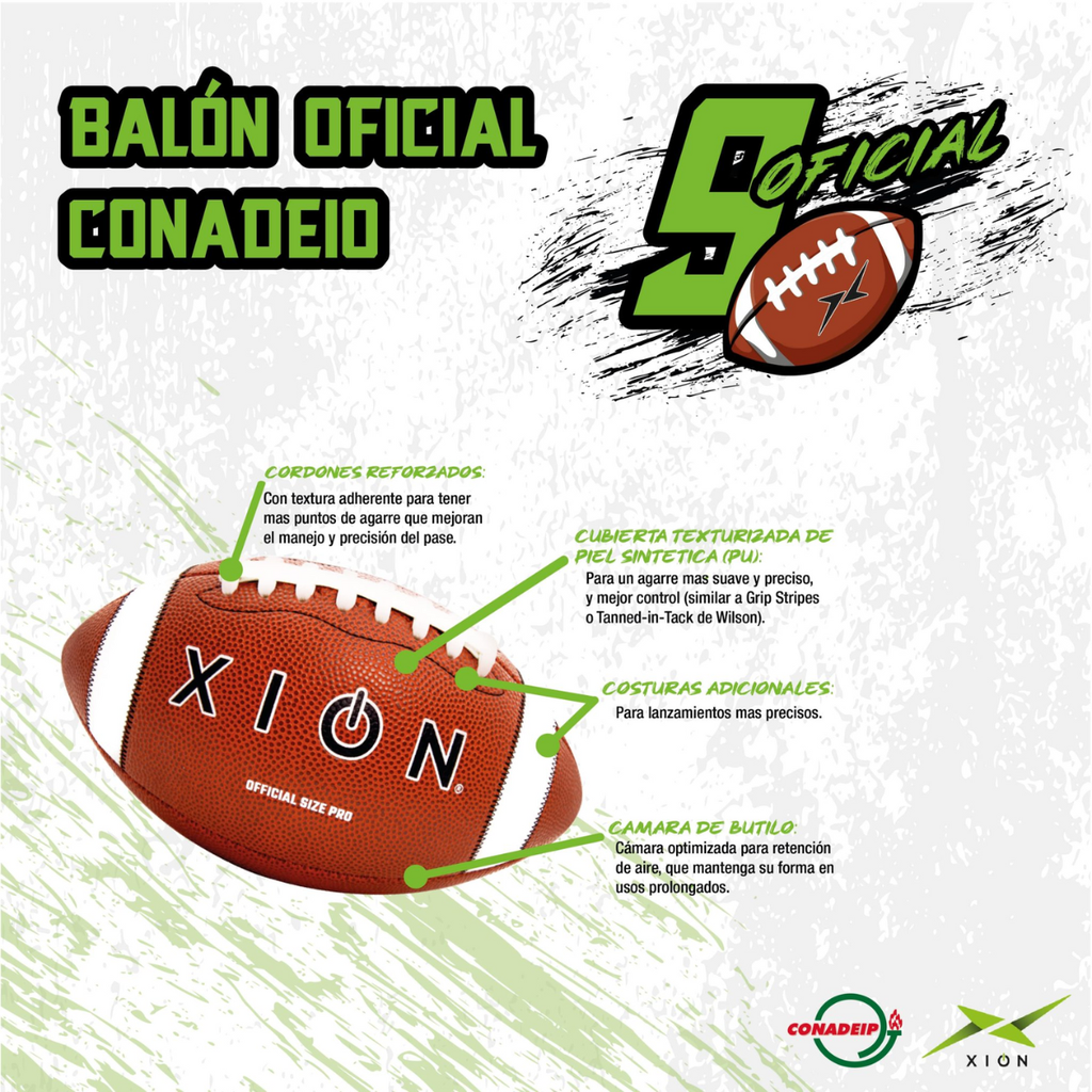 Balón de Flag Fútbol Xion XGrip #9 Piel Sintética