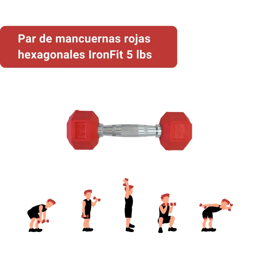 Mancuernas Rojas IronFit 5 lbs (2).webp