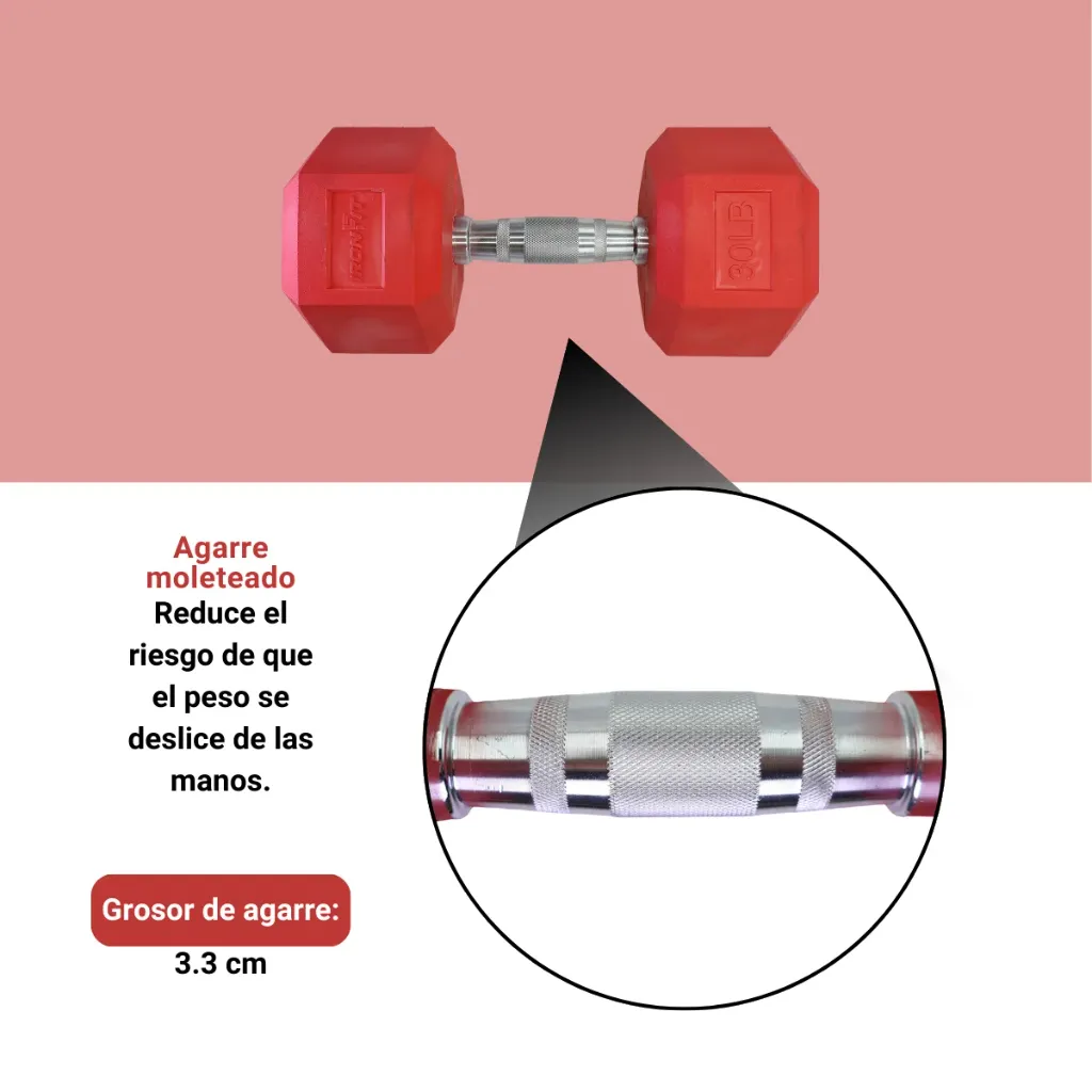 Mancuernas Rojas IronFit 30 lbs (4).webp