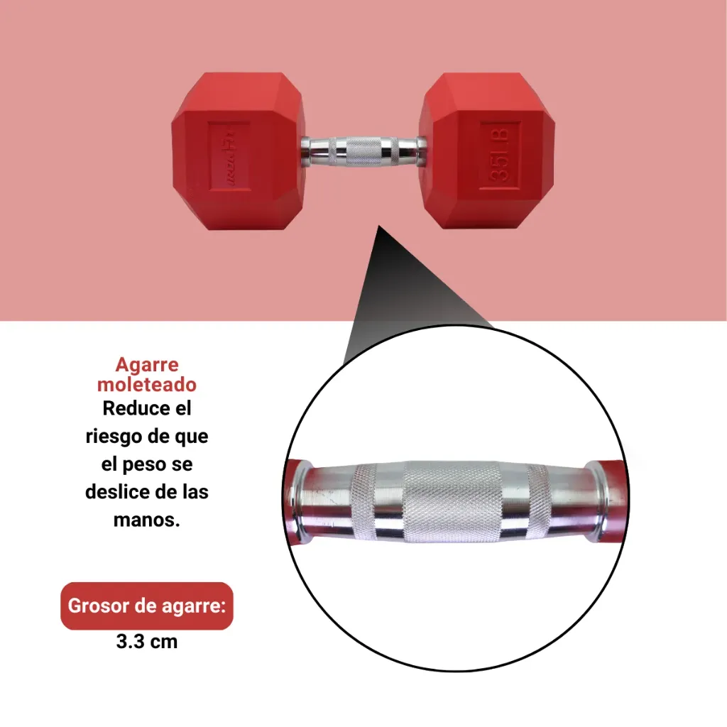 Mancuernas Rojas IronFit 35 lbs (4).webp