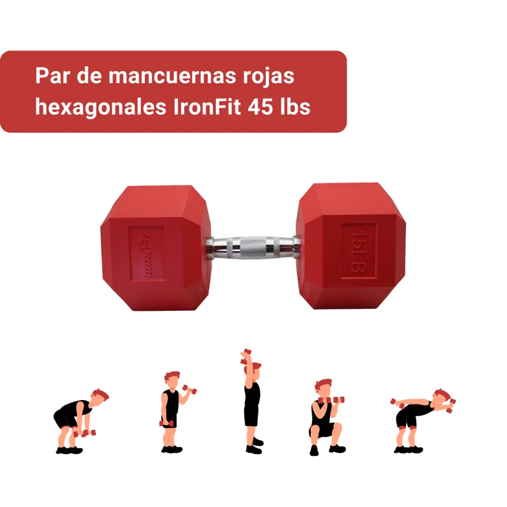 Mancuernas Rojas IronFit 45 lbs (2).webp