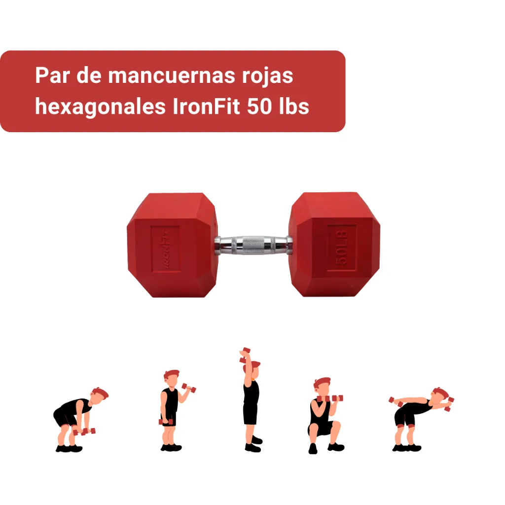 Mancuernas Rojas IronFit 50 lbs (2).webp
