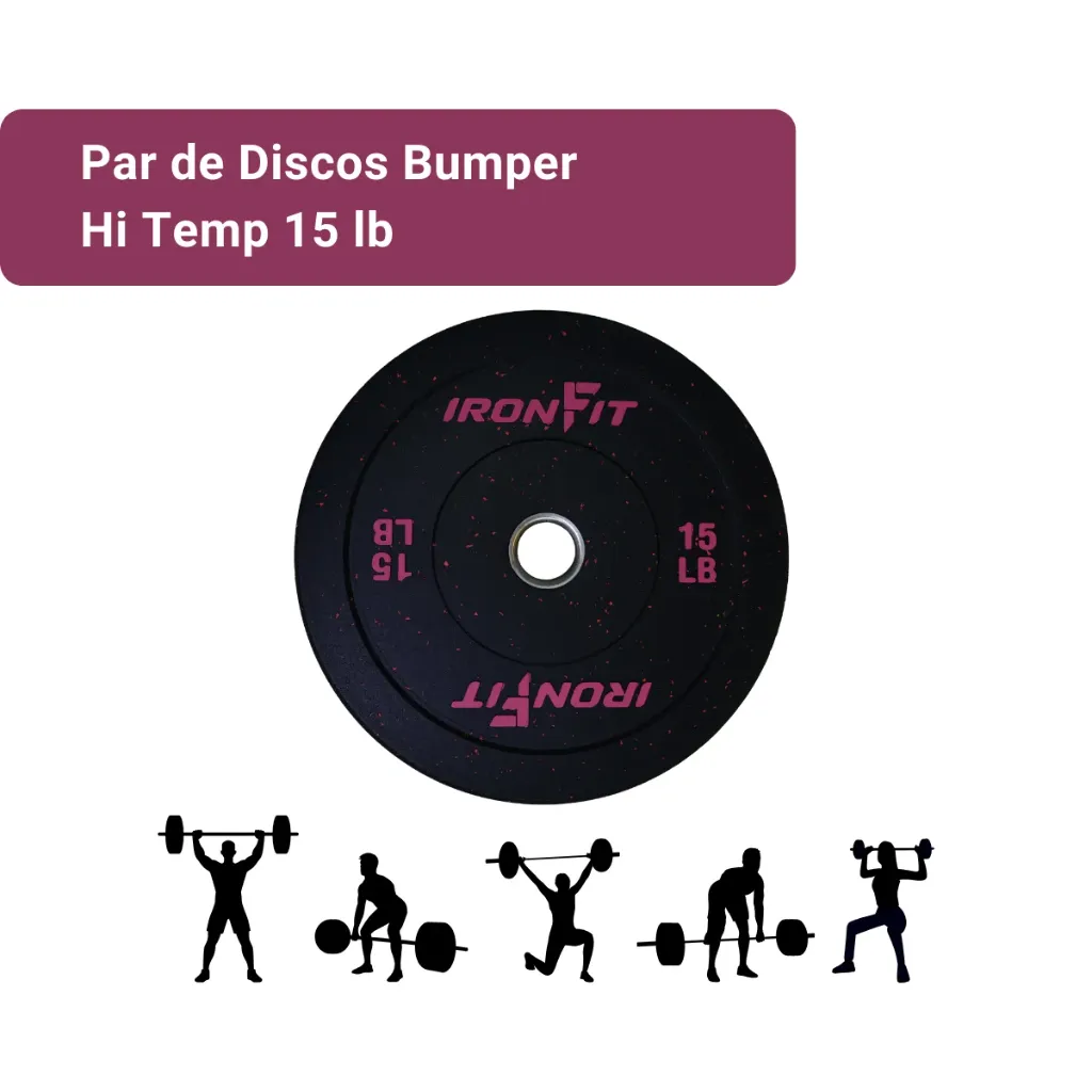 Par de Discos Bumper Hi Temp IronFit de 15 Lbs (2).webp