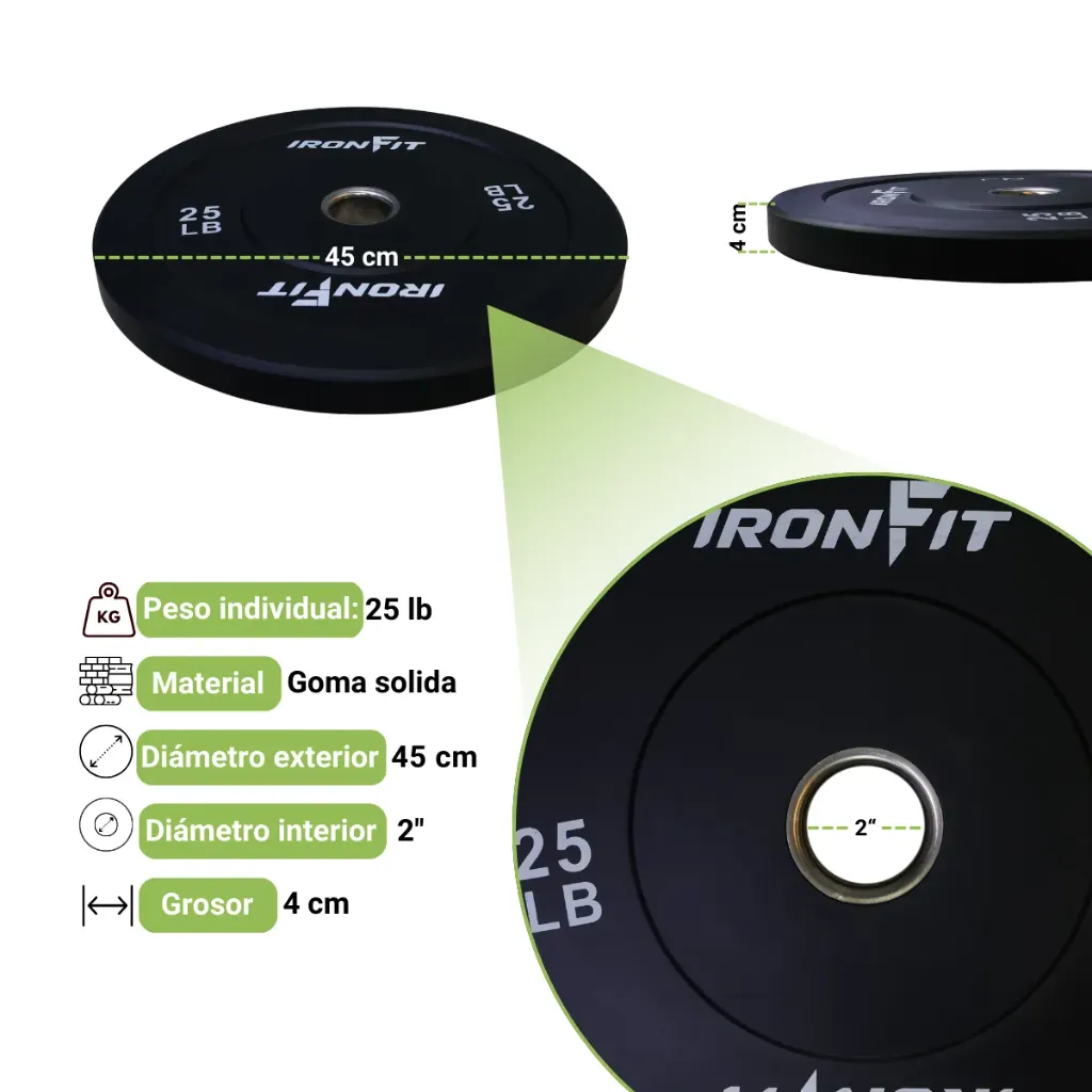 Par Discos Bumper Rígidos IronFit 25 lb (2).webp