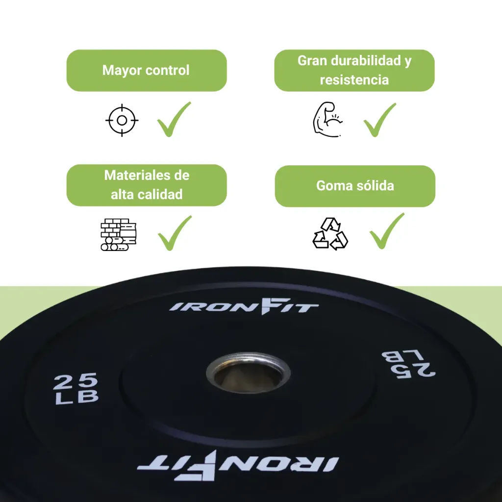 Par Discos Bumper Rígidos IronFit 25 lb (3).webp