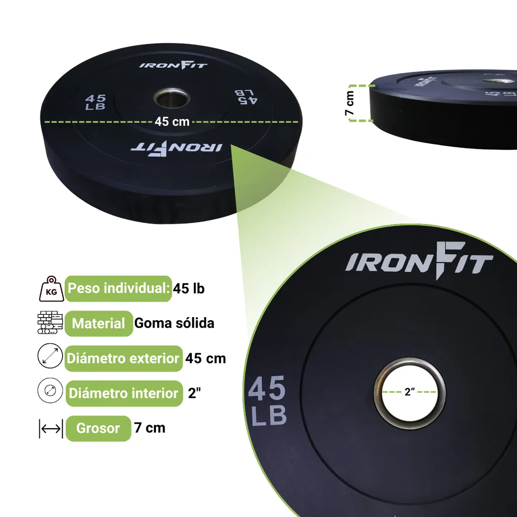 Par Discos Bumper Rígidos IronFit 45 lb.png