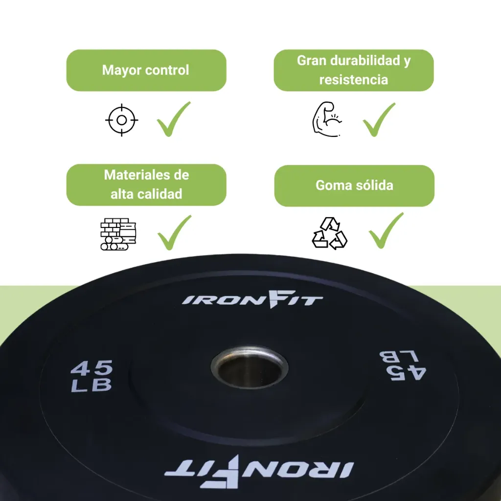 Par Discos Bumper Rígidos IronFit 45 lb (4).webp