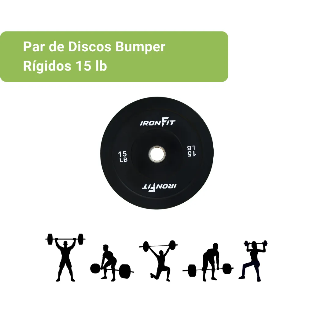 Par Discos Bumper Rígidos 15 lb IronFit  (2).webp