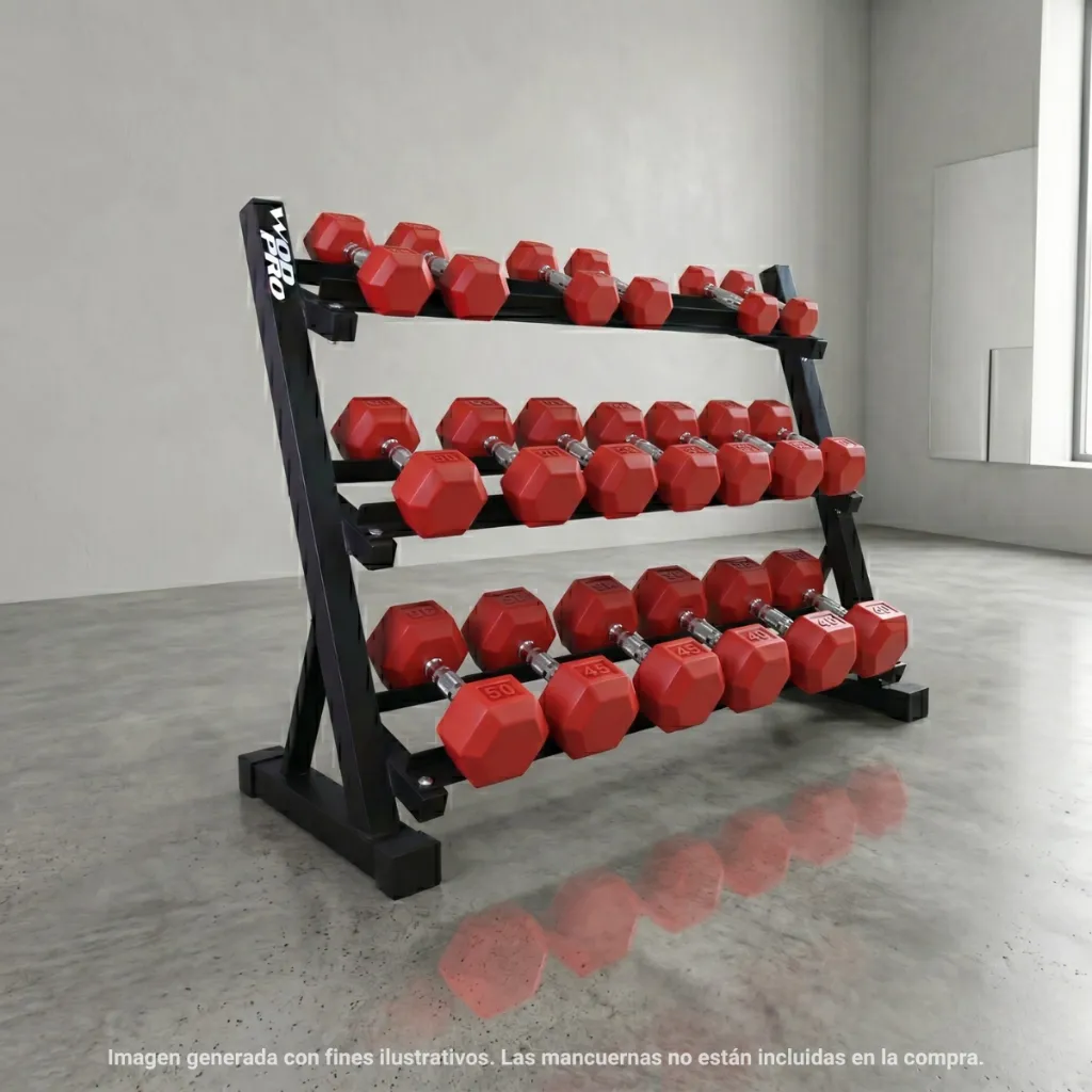 Rack Horizontal Wod Pro de 3 Niveles para 10 Pares de Mancuernas (7).webp