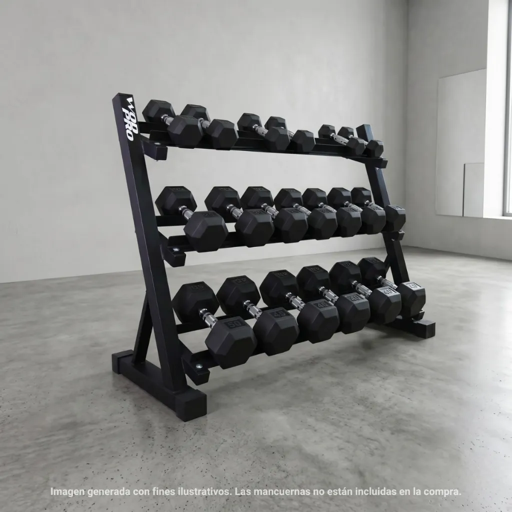 Rack Horizontal Wod Pro de 3 Niveles para 10 Pares de Mancuernas (6).webp