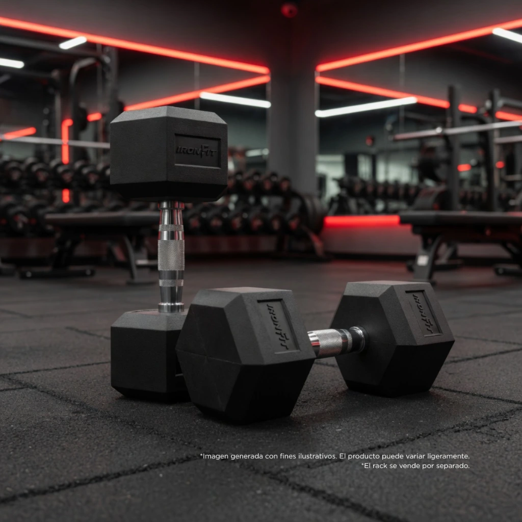 Set de 550 Lbs de Mancuernas Hexagonales IronFit 5-50 Lbs 2.webp
