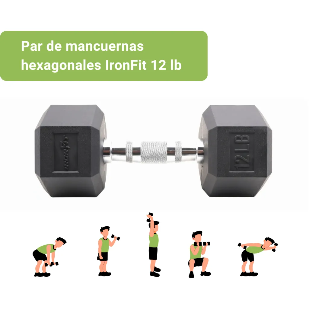 Mancuernas Hexagonales IronFit 12 lb (2).webp