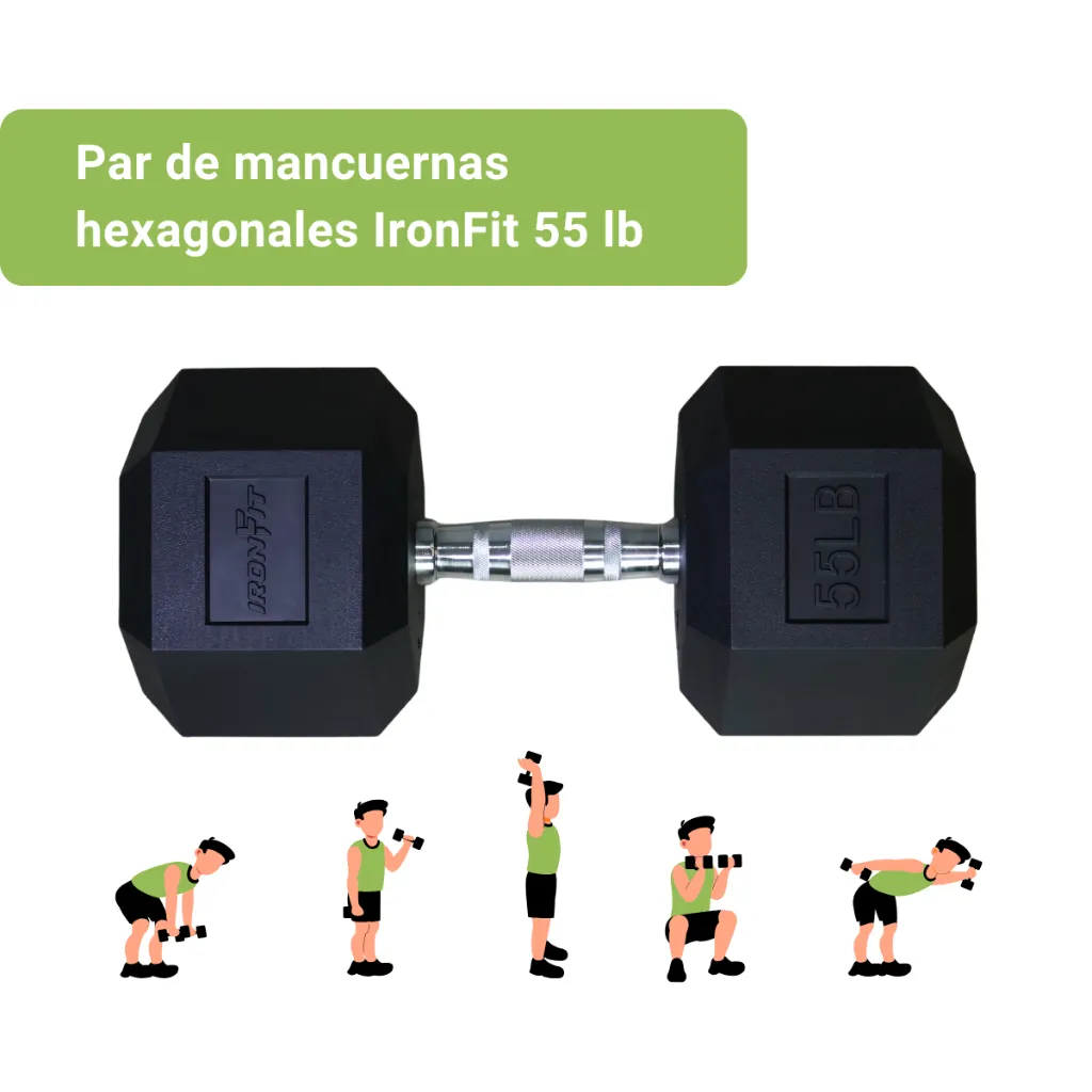 Mancuernas Hexagonales IronFit 55 lb (2).webp