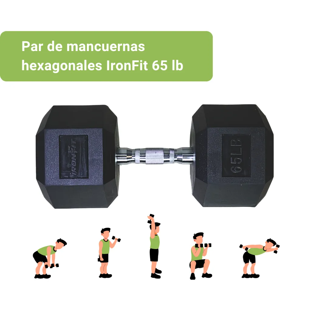 Mancuernas Hexagonales IronFit 65 lb (2).webp