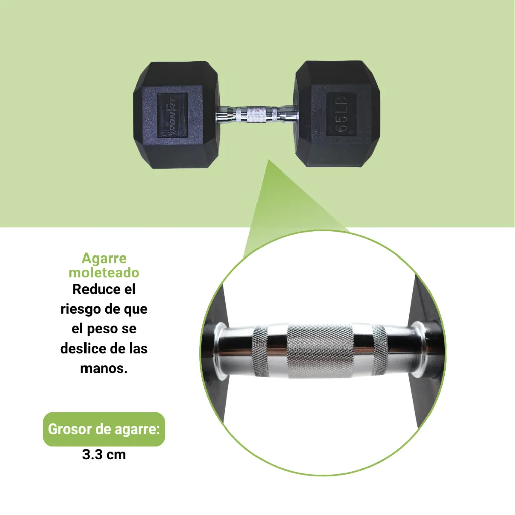 Mancuernas Hexagonales IronFit 65 lb (4).webp