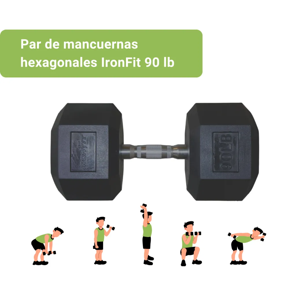Mancuernas Hexagonales IronFit 90 lb (2).webp