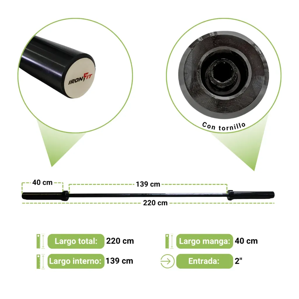 Barra Olímpica Sin Bujes IronFit (10).webp