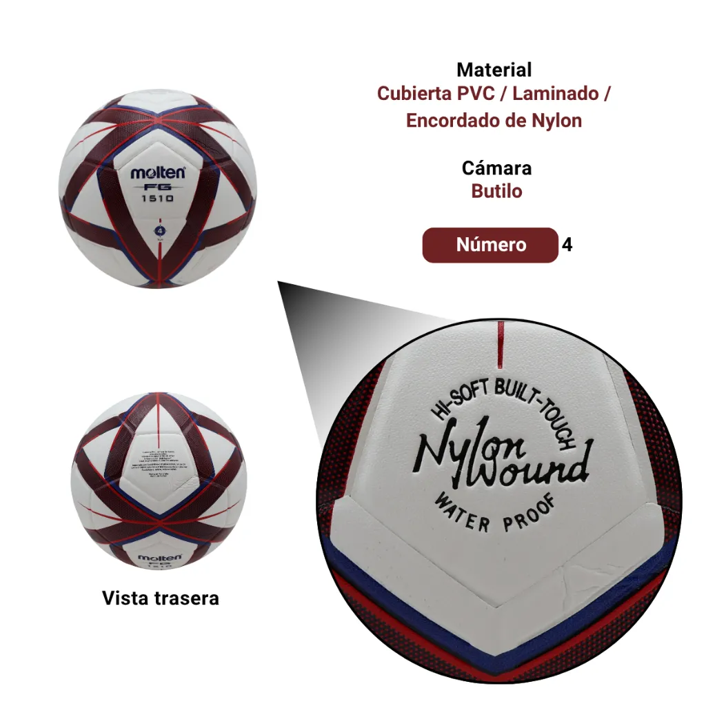 Balón de fútbol Molten Forza F4G1510 #4 Tinto (3).webp