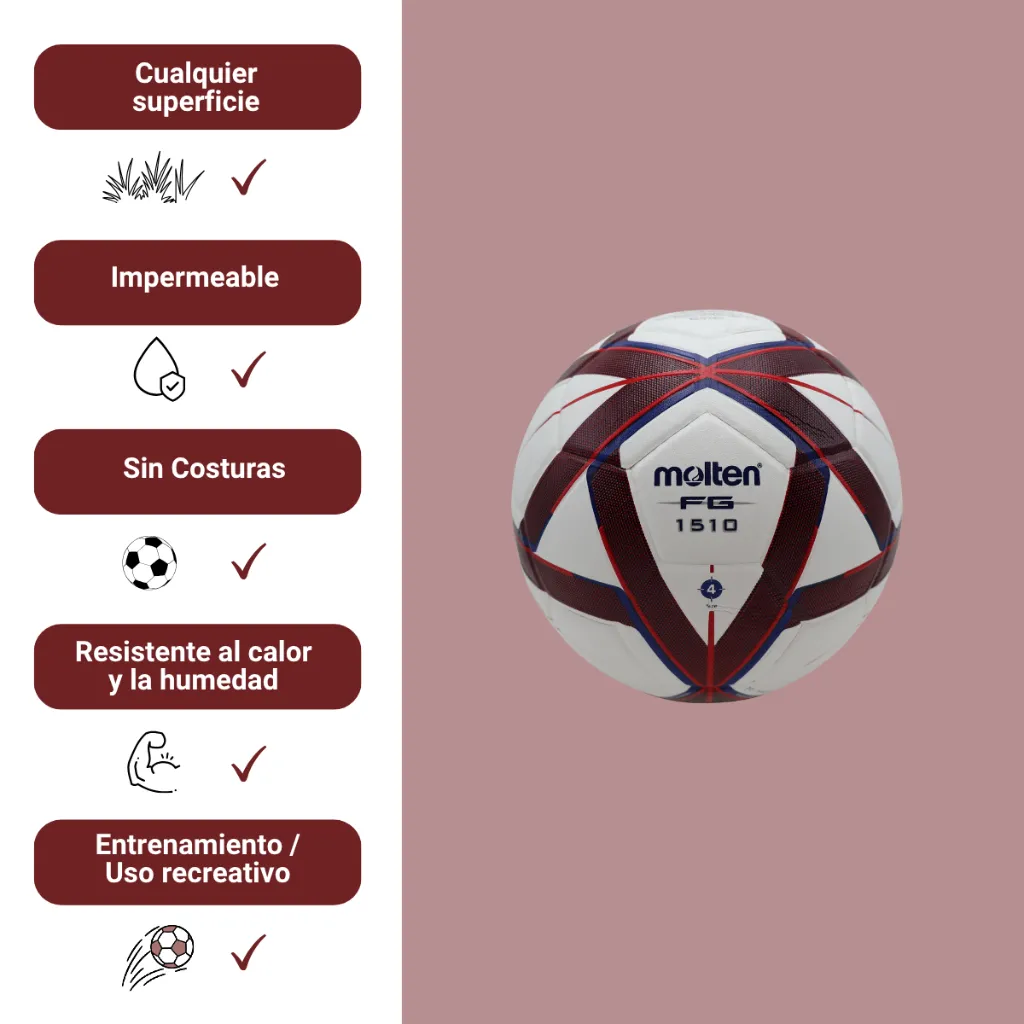 Balón de fútbol Molten Forza F4G1510 #4 Tinto (4).webp
