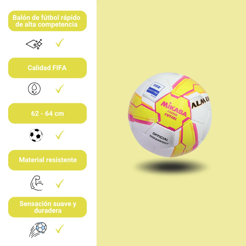Balón de Fútbol Rápido Mikasa FS450B-YP #4 (4).webp