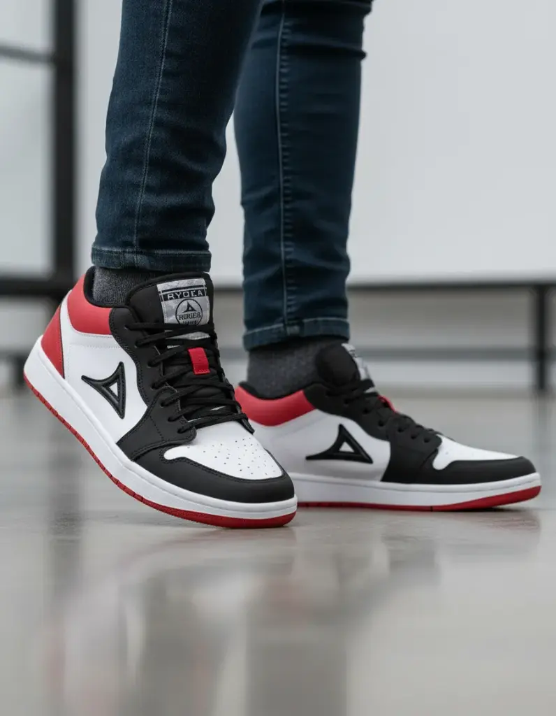 [A000014924] Tenis Pirma Urbano 5049 Ryder para hombre (Blanco/Negro/Rojo, 5 MX)