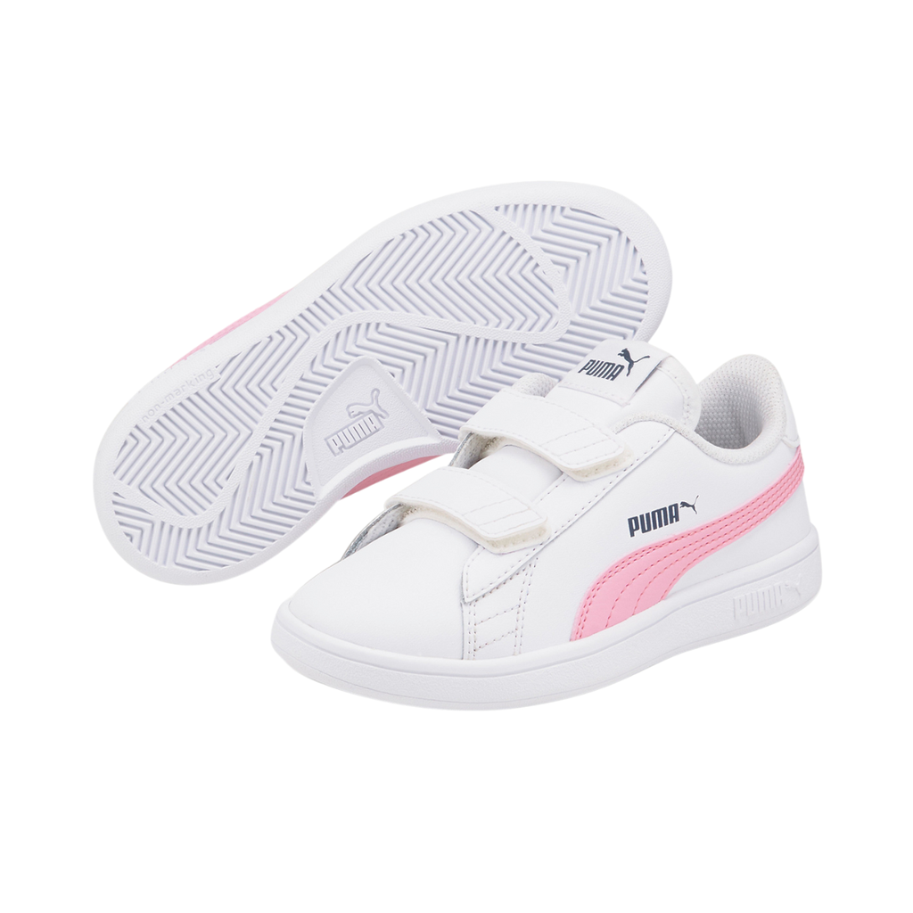 [A000016293] Tenis Puma Smash V2 LM infantiles (Blanco/Rosa, 16.5 MX)