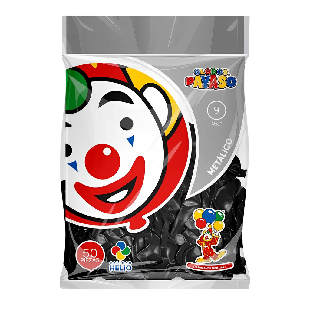 Pack 50 globos Payaso Metálico No. 9