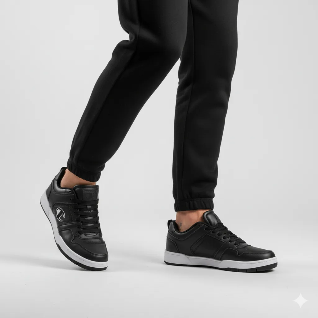 [A000020343] Tenis Champion Court Lo para Hombre (Negro/Blanco, 26.5 MX)