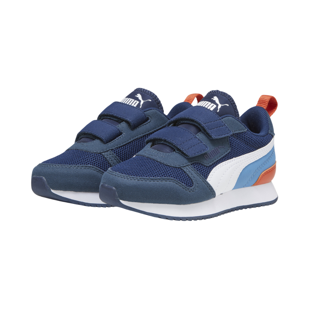 [A000023297] Tenis Puma R78 Voyage para preescolar (Azul/Blanco/Naranja, 20.5 MX)