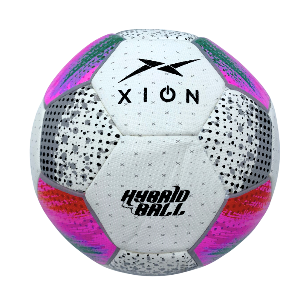 [A000024326] Balón de fútbol Xion Ellix híbrido piel sintética #5 (Blanco/Rosa)