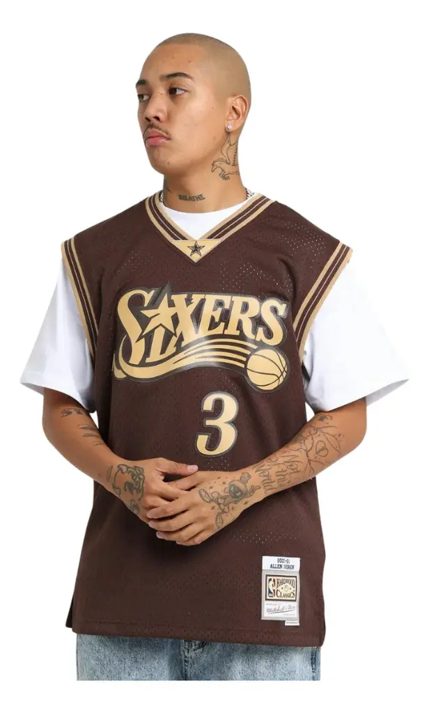 Jersey Mitchell & Ness NBA Philadelphia 76ERS Lux Brown Swingman 2000 Allen Iverson
