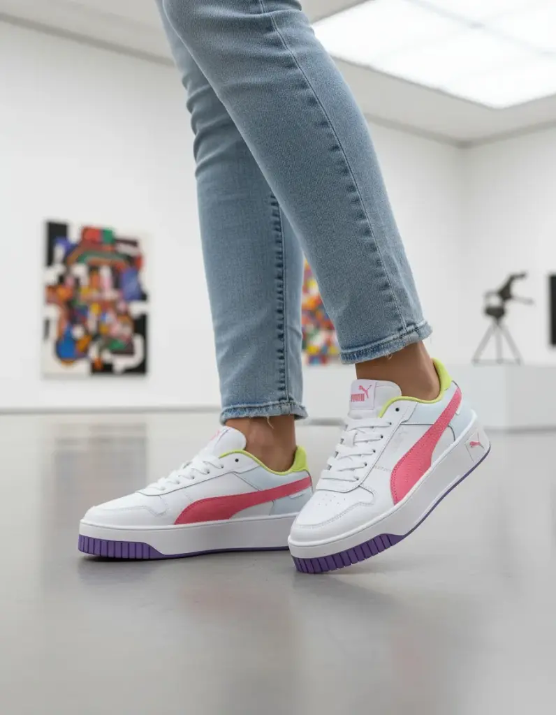 [A000025428] Tenis Puma Carina Street Junior (Blanco/Morado/Amarillo/Rosa, 24.5 MX)