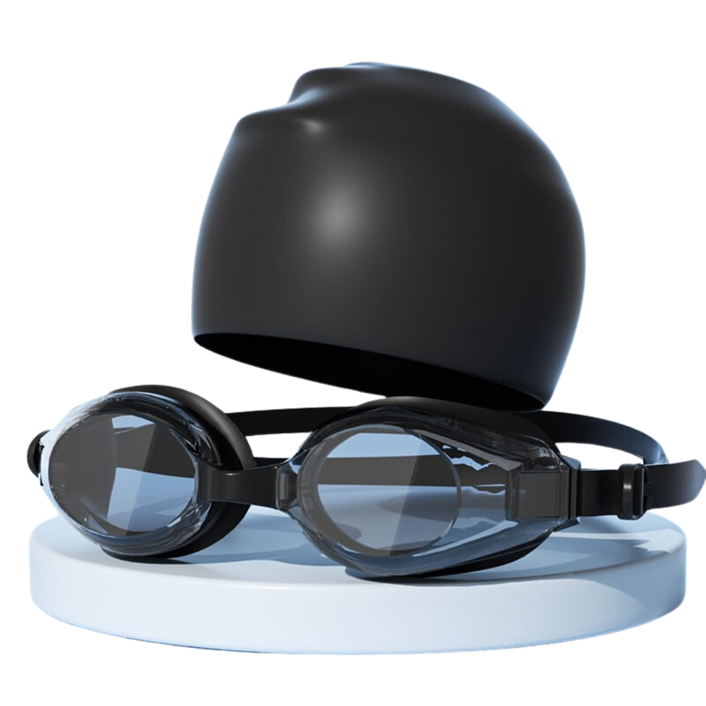 [A000026855] Kit de natación goggles y gorra Vela para adulto (Negro)