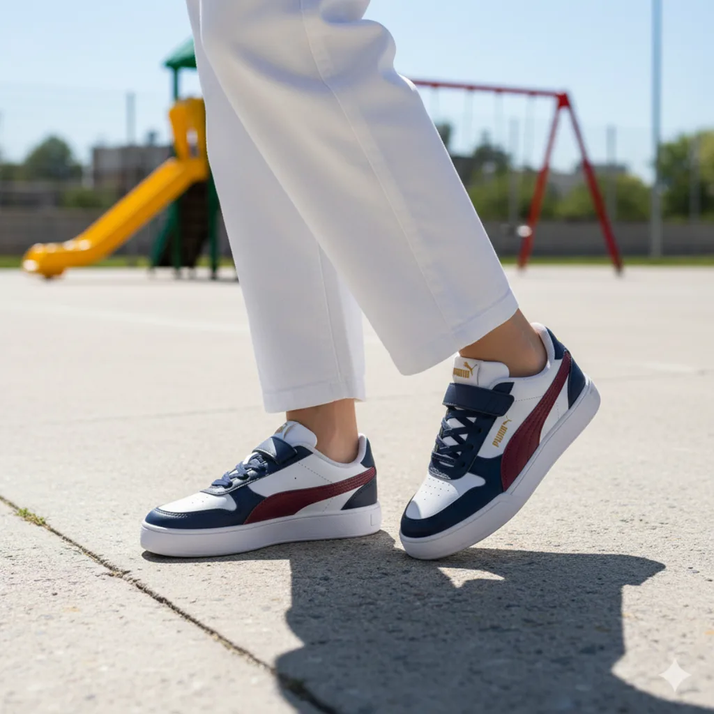 [A000027662] Tenis Puma Caven 2.0 Preescolar (Blanco/Azul/Vino, 17.5MX)