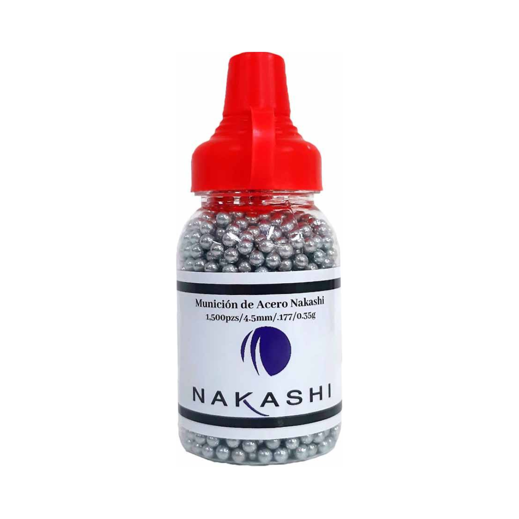 [A000027789] Munición de Acero Nakashi Calibre 4.5mm-0.177" 1500 piezas