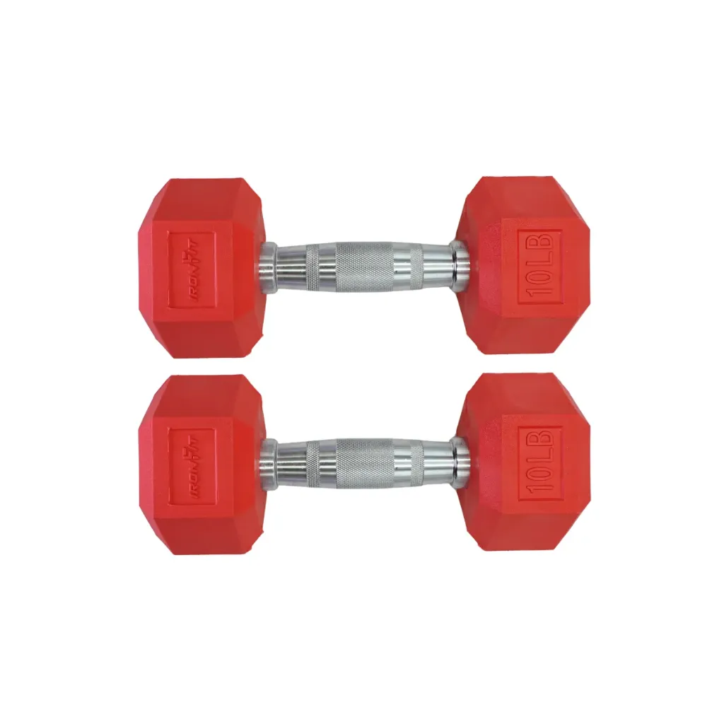 [A000028877] Par de Mancuernas Hexagonales Rojas IronFit 10 Lb