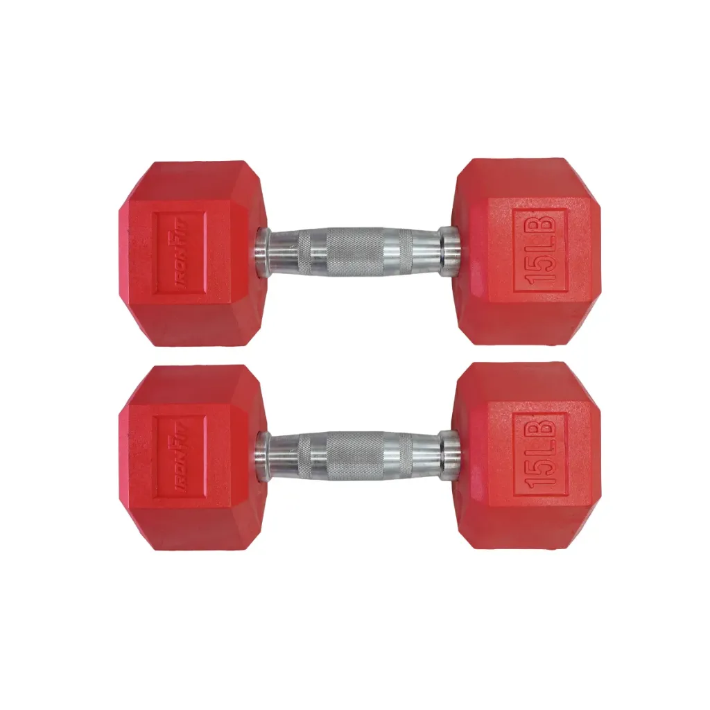 [A000028878] Par de Mancuernas Hexagonales Rojas IronFit 15 Lb