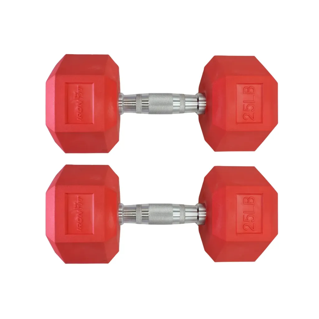 Par de Mancuernas Hexagonales Rojas IronFit 25 Lb