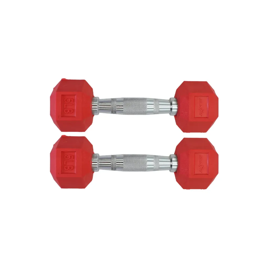 [A000028885] Par de Mancuernas Hexagonales Rojas IronFit 5 Lb
