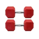 Par de Mancuernas Hexagonales Rojas IronFit 35 Lbs