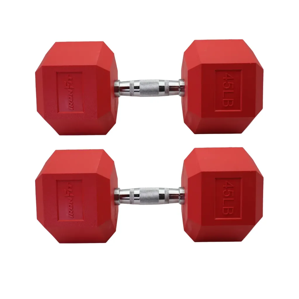 [A000028889] Par de Mancuernas Hexagonales Rojas IronFit 45 Lb