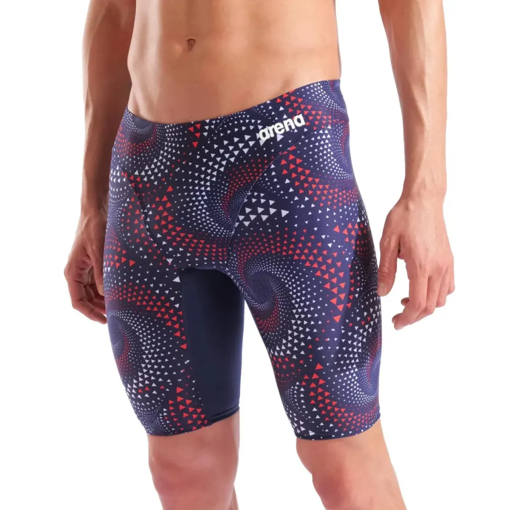 [A000028957] Traje de baño Arena Fireflow jammer para hombre (Azul Marino/Texturizado Rojo/Blanco/Azul, 32)