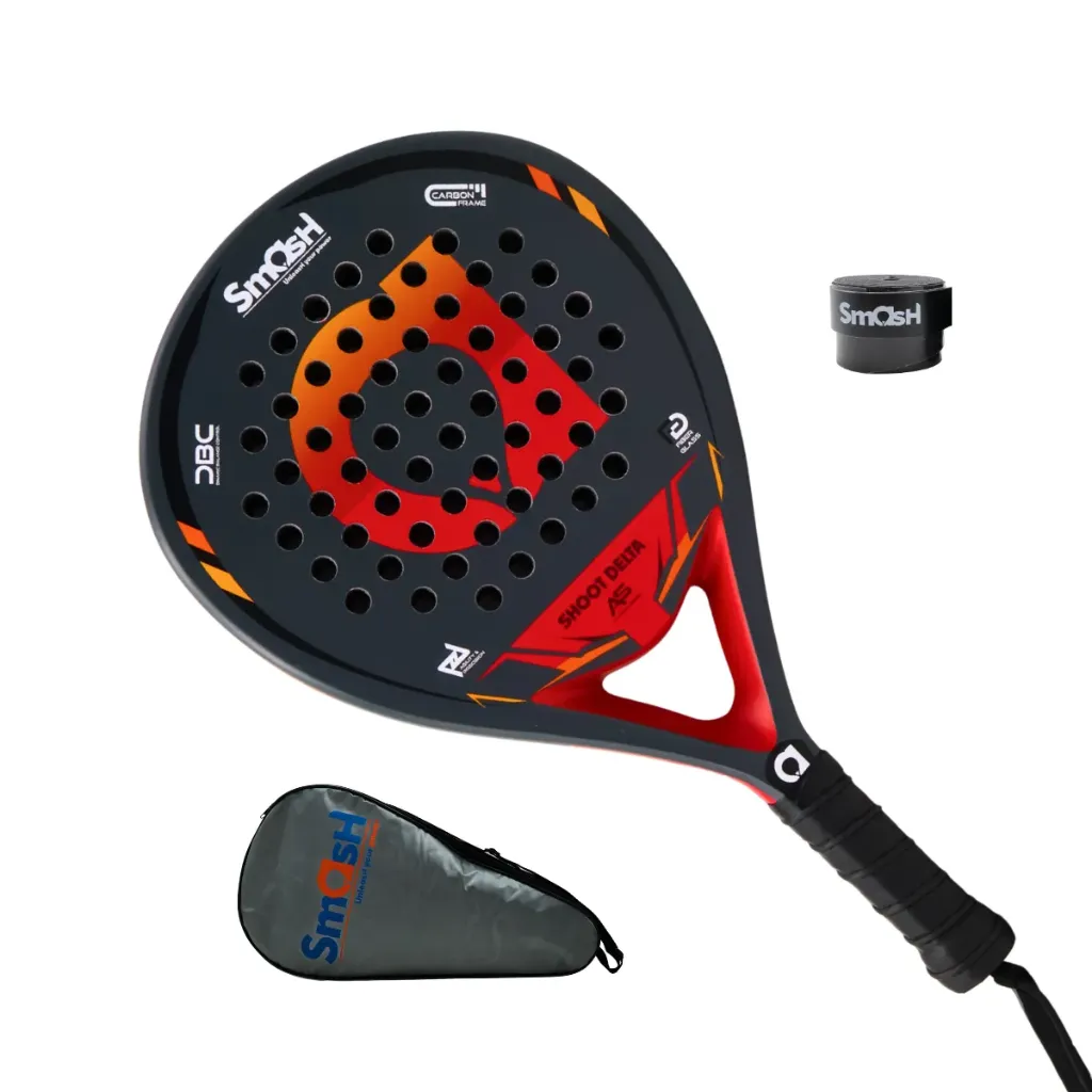 [A000028970] Raqueta de Pádel Shoot Delta Smash, con Funda y Grip (Negro)
