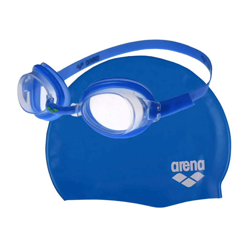 [A00010694] Set de natación gorra y goggles Arena junior (Azul)